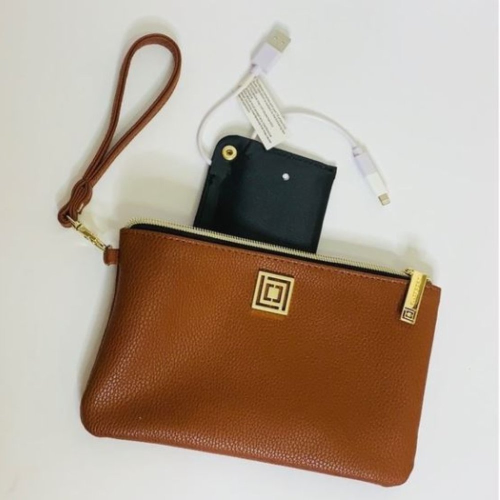 Liz Claiborne Brown Power Charging Clutch Wristlet